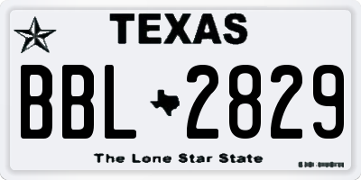 TX license plate BBL2829