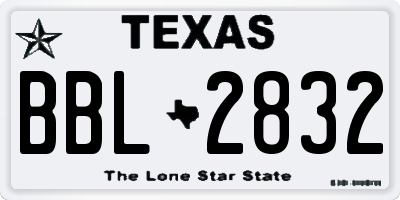 TX license plate BBL2832