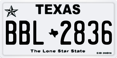 TX license plate BBL2836