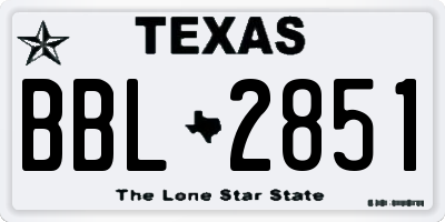 TX license plate BBL2851