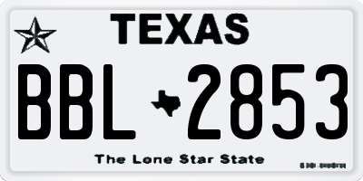 TX license plate BBL2853
