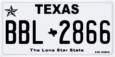 TX license plate BBL2866