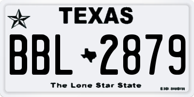 TX license plate BBL2879