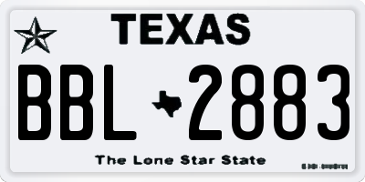 TX license plate BBL2883