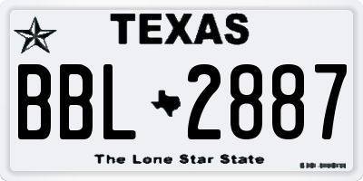 TX license plate BBL2887