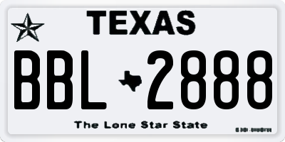TX license plate BBL2888