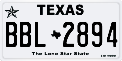 TX license plate BBL2894