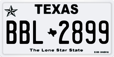 TX license plate BBL2899