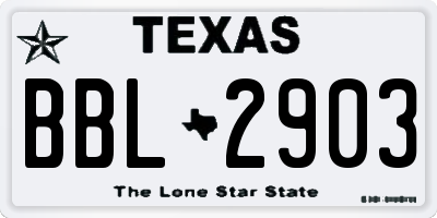 TX license plate BBL2903