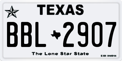TX license plate BBL2907