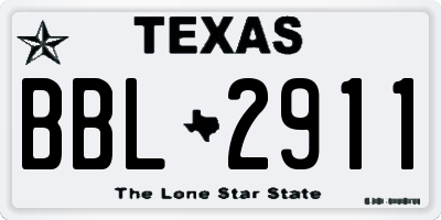 TX license plate BBL2911