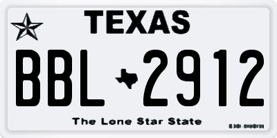 TX license plate BBL2912