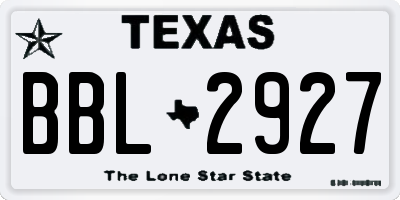 TX license plate BBL2927