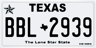 TX license plate BBL2939