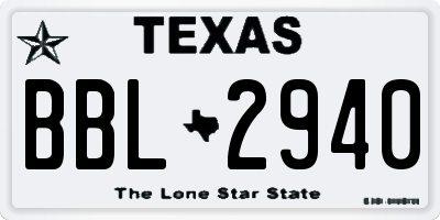 TX license plate BBL2940