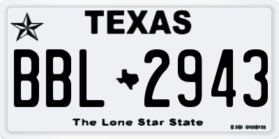 TX license plate BBL2943