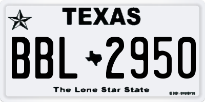 TX license plate BBL2950