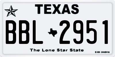 TX license plate BBL2951