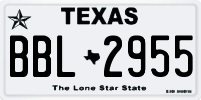TX license plate BBL2955