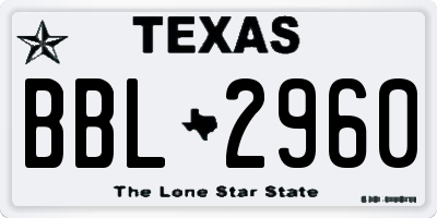 TX license plate BBL2960
