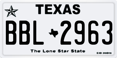 TX license plate BBL2963