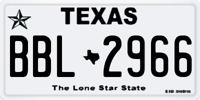 TX license plate BBL2966