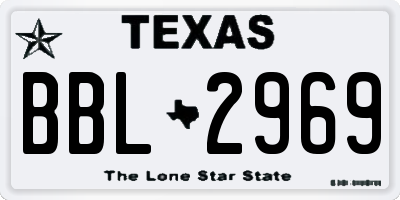 TX license plate BBL2969