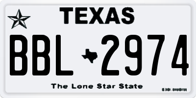 TX license plate BBL2974