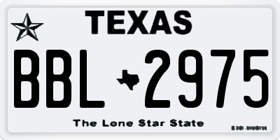 TX license plate BBL2975
