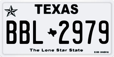 TX license plate BBL2979