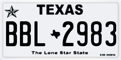 TX license plate BBL2983