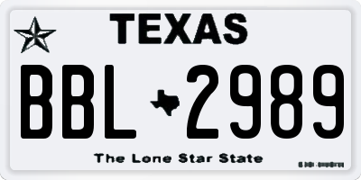 TX license plate BBL2989