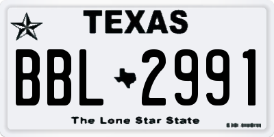 TX license plate BBL2991