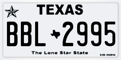 TX license plate BBL2995