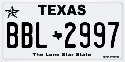 TX license plate BBL2997
