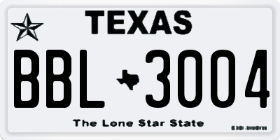 TX license plate BBL3004