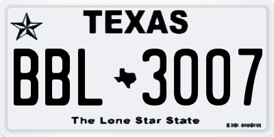 TX license plate BBL3007
