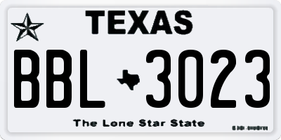 TX license plate BBL3023