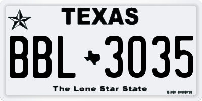 TX license plate BBL3035