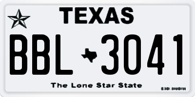 TX license plate BBL3041