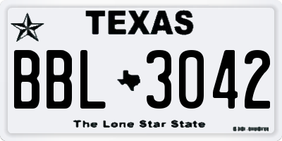 TX license plate BBL3042