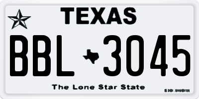 TX license plate BBL3045