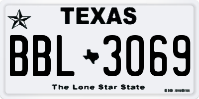 TX license plate BBL3069