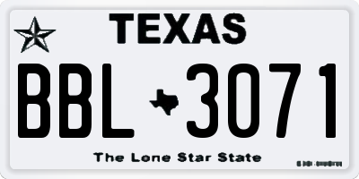 TX license plate BBL3071