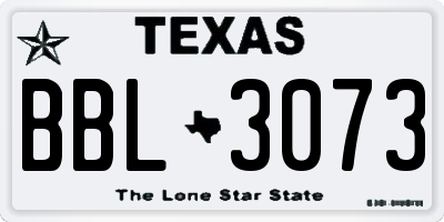 TX license plate BBL3073