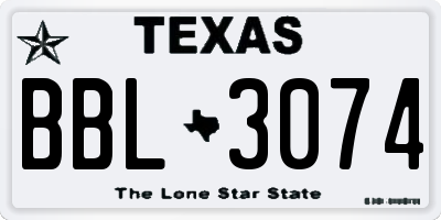 TX license plate BBL3074