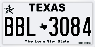TX license plate BBL3084