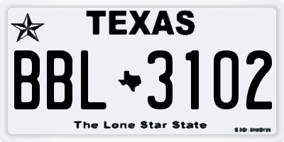 TX license plate BBL3102