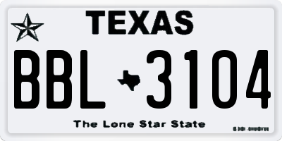 TX license plate BBL3104