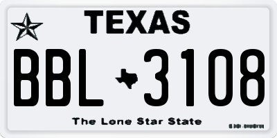 TX license plate BBL3108